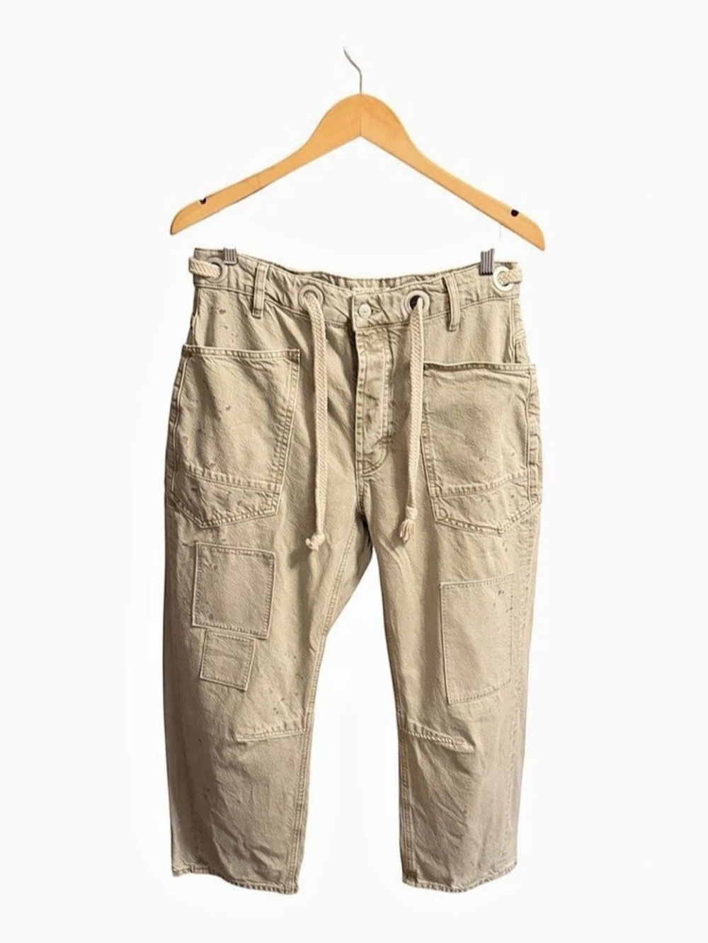 We The Free Moxie Barrel Pants Beige Waist 28